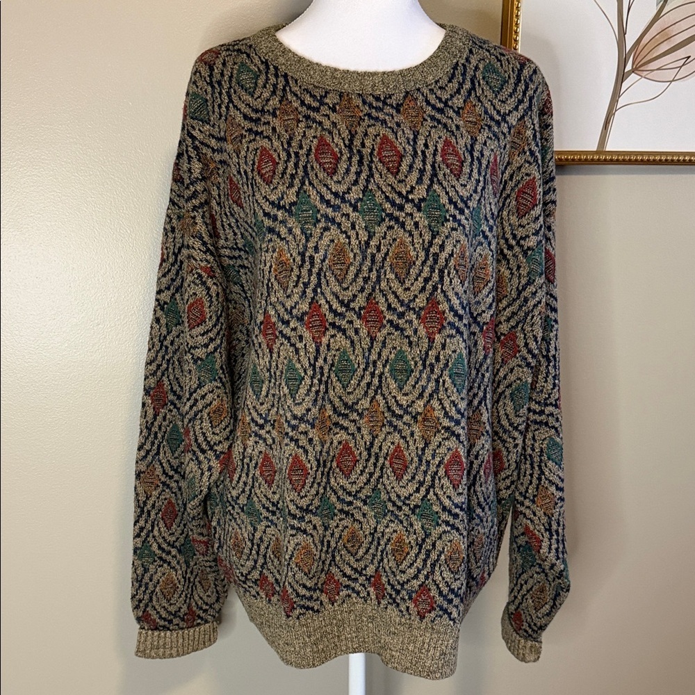 Vintage 90’s TSR‎ USA Abstract Dad Sweater Patterned Multicolor